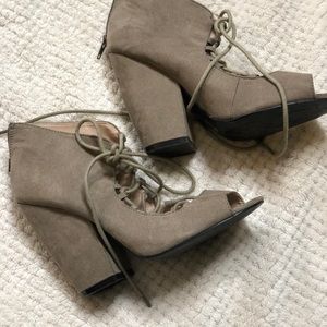 Lace open toed booties